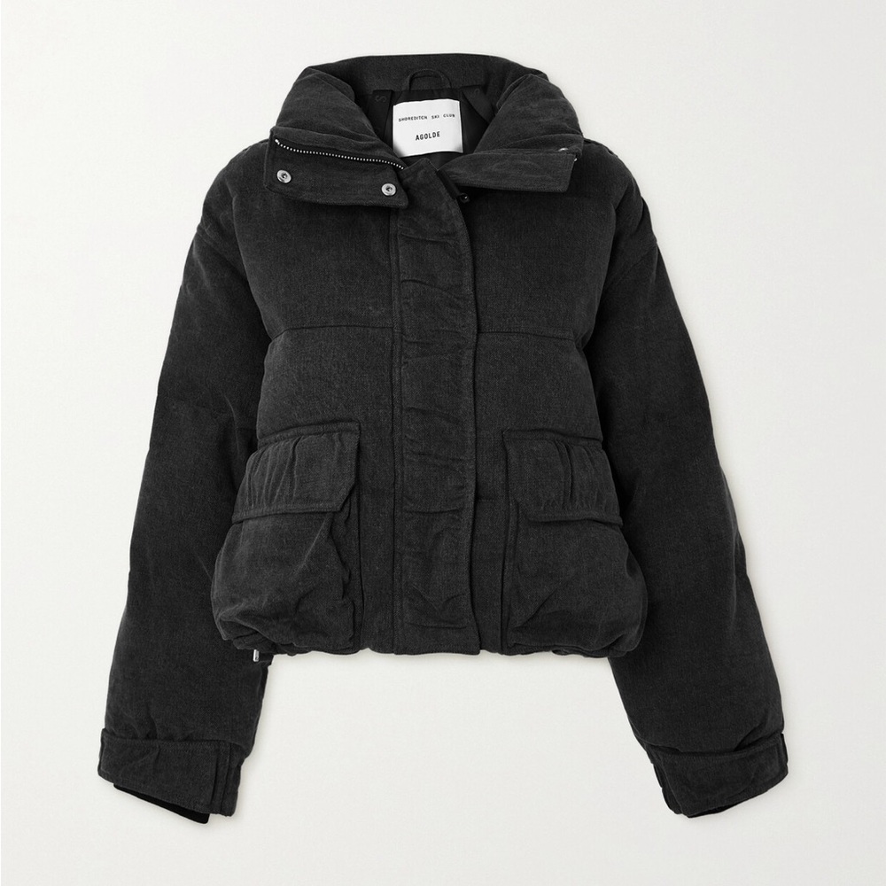 AGOLDE Relaxed 
Nova Denim Puffer In Marbled Blk (washed BIk) Puffer Jacket XS - Picture 2 of 16